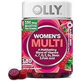 OLLY Women's Daily Multivitamin Gummy, Vitamins A, D, C, E, Biotin, Folic Acid, Adult Chewable Vitamin, Berry Flavor, 65 Day Supply - 130 Count