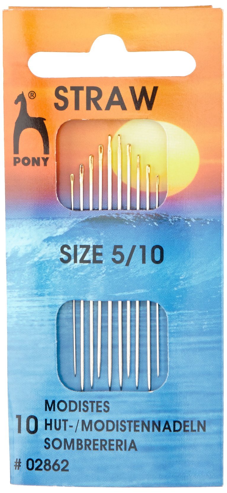 Pony Gold Eye Sewing Needles: Milliners Size 5-10, Multi-Colour