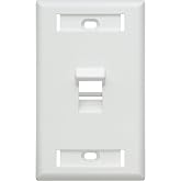 Leviton 1-Port Angled QuickPort Wallplate with ID Windows, 42081-1WS, White