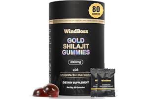 WindBoss Shilajit Gummies | Gold Grade Himalayan Shilajit with Ashwagandha, Gokshura for Men & Women | Individually Wrapped | 85+ Trace Minerals & Natural Fulvic Acid | Focus & Energy 80 Gummy