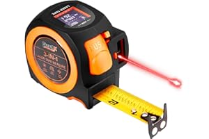 DEPTHX 3-in-1 Laser Tape Measure, 197ft Laser Distance Meter, 16ft Digital Tape Measure, Digital Level, Pythagorean/Area/Volume, Rechargeable, Ft/Ft+in/in/M Units, 40 Data Sets