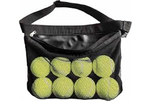 LERTREE Tennis Ball Storage Bag, Portable Sport Balls Mesh Waist Pouch with Adjustable Strap for Holding Tennis or Pickleball