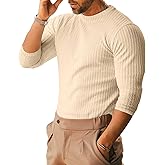 XINGCOOL Men's Ribbed Knit T-Shirts Short Sleeve Casual Crewneck Slim Fit Textured Pullover Tees