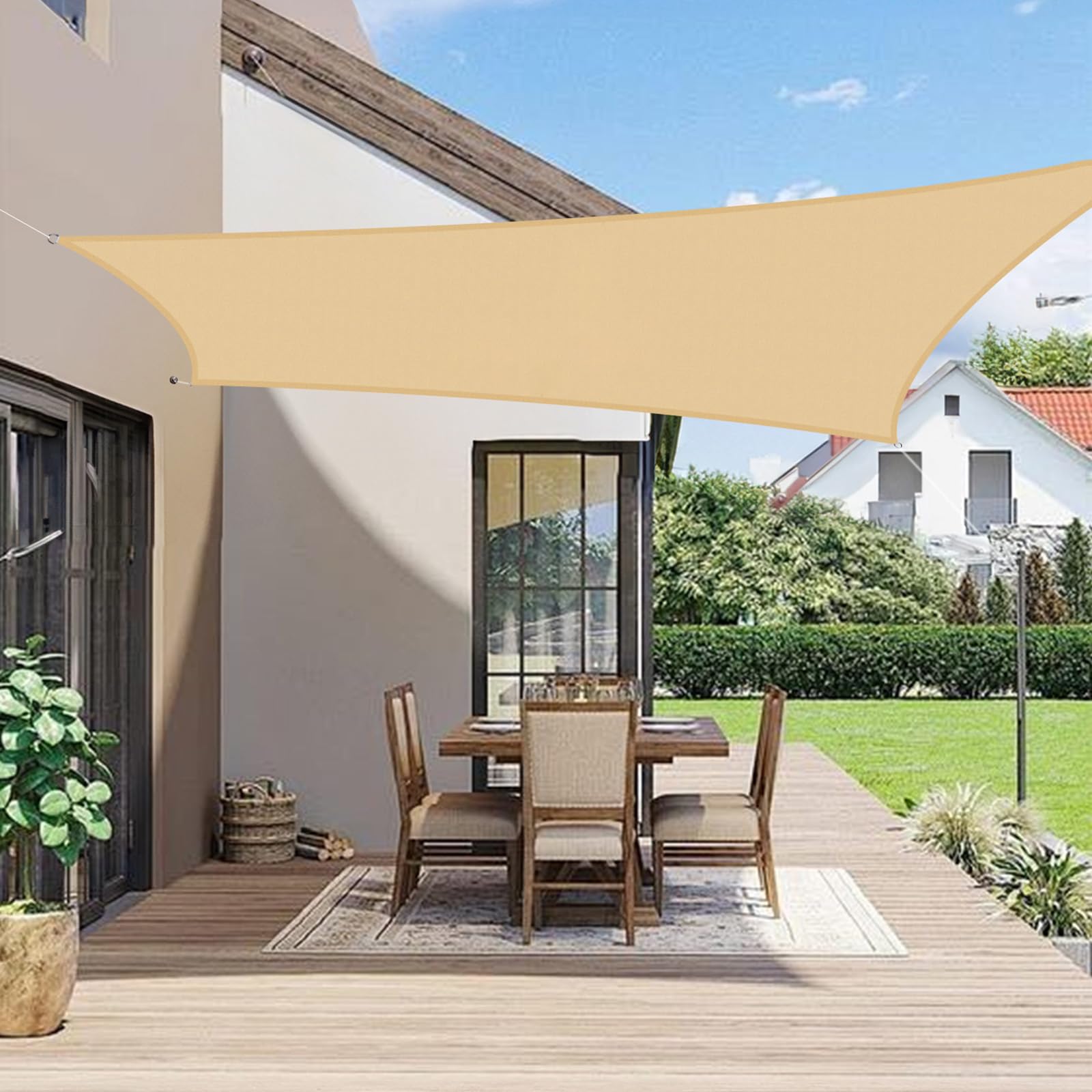 LOVE STORY Sun Shade Sail Waterproof Rectangle 2x3m Canopy Outdoor UV Block Sunshade Sail for Patio Garden Backyard，Sand