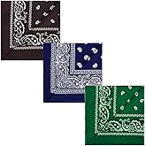 TsuvyXeg Bandana Headwear Headband Headkerchiefs Paisley Wrap Neck Scarf Outdoor Square Scarves for Cowboy Men Boys Women Girls 3pcs