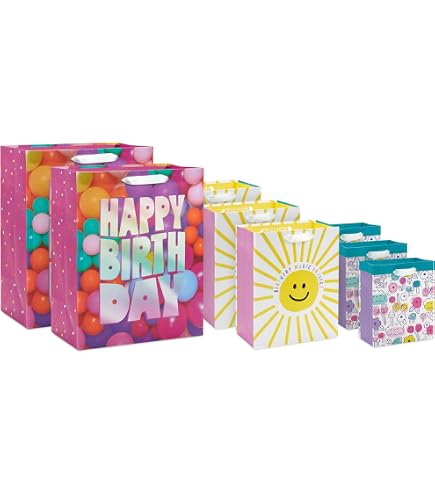 American Greetings 3 Große Geschenktüten Für Kinder – 33 Cm Hoch, Mit Satinband-Griffen, Hai/Katze/Hund Design | Für Geburtstage, Partys