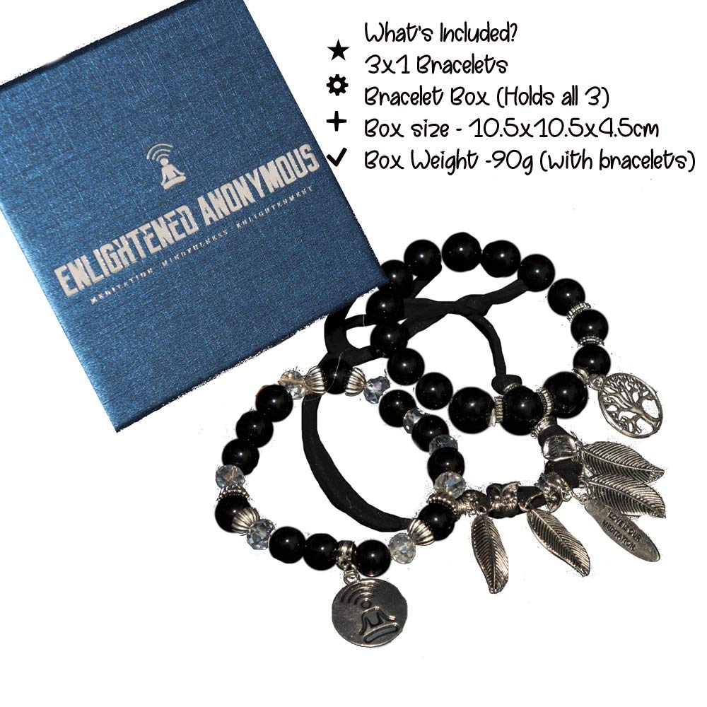 Fashion charm bracelet, 3 set bracelets | Couples meditation, distance, love bracelets | Mindfulness bracelet | Meditation set bracelet unisex| Multiuse adjustable bracelet |Beaded yoga for men, women