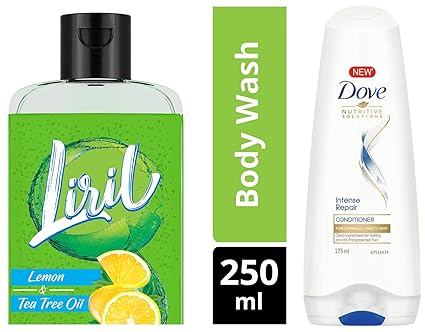 Liril Lemon and Tea Tree Oil Body Wash, 250 ml & Dove Hair Therapy Intense Repair Conditioner, 175ml