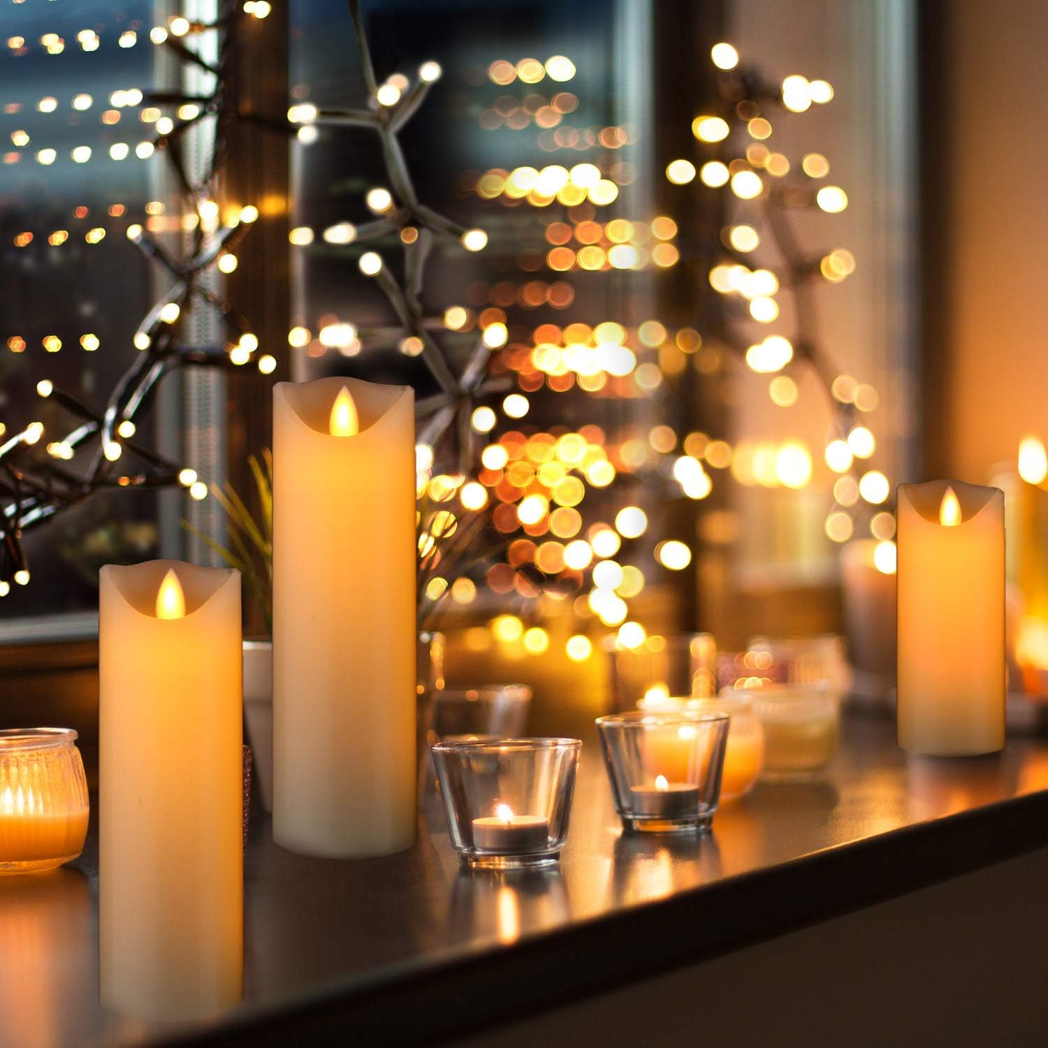 Da by Flameless Candles,Battery Candles,Flickering Candles with Remote.for Seasonal and Festival Celebration’s Led Candles Pack of 5 (H 4" 5" 6"7"8" ) Ivory Real Paraffin Led Candles.: Home & Kitchen