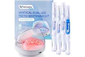 Whitebite Pro Vertical Dual LED Teeth Whitening Kit with Charging Dock – Professional at-Home Dental Whitening Machine with Pens, Tooth Stain Remover for Sensitive Teeth, Travel-Friendly Oral Hygiene