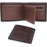 MultiValue Slim Bifold Wallets for Men, Soft PU Leather Front Pocket Wallet Multi-Slot Large Capacity Credit Card Wallet with ID Window for Working Traveling (Brown)