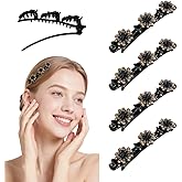 Jimmidy Sparkling Crystal Braided Hair Clips, Woven Hair Clips, New 2025 Women Styling Hair Clip, Women Flower Hair Accessories 4-Pack (champagne)