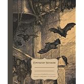 Composition Notebook: Vintage Gothic Bat Illustration Journal with 120 Cream Colored College Ruled Pages