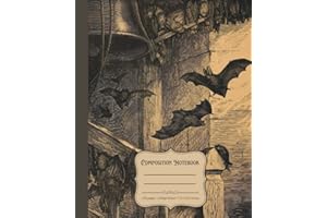 Composition Notebook: Vintage Gothic Bat Illustration Journal with 120 Cream Colored College Ruled Pages