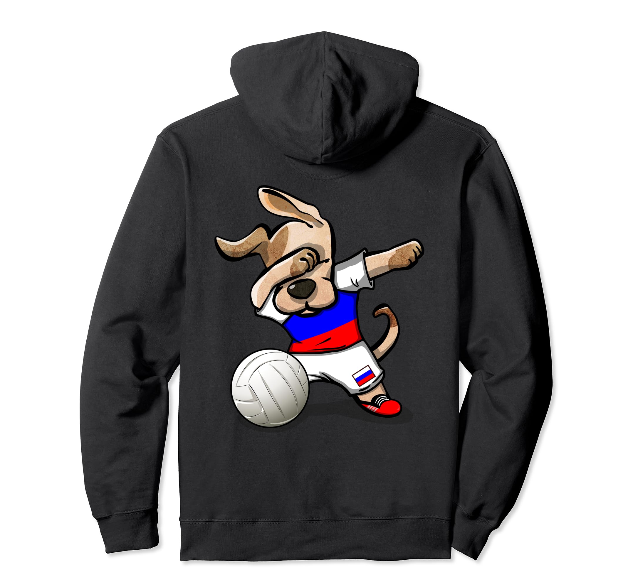 Cute Dabbing Dog Proud Russia Volleyball Lovers Russian Flag Pullover Hoodie