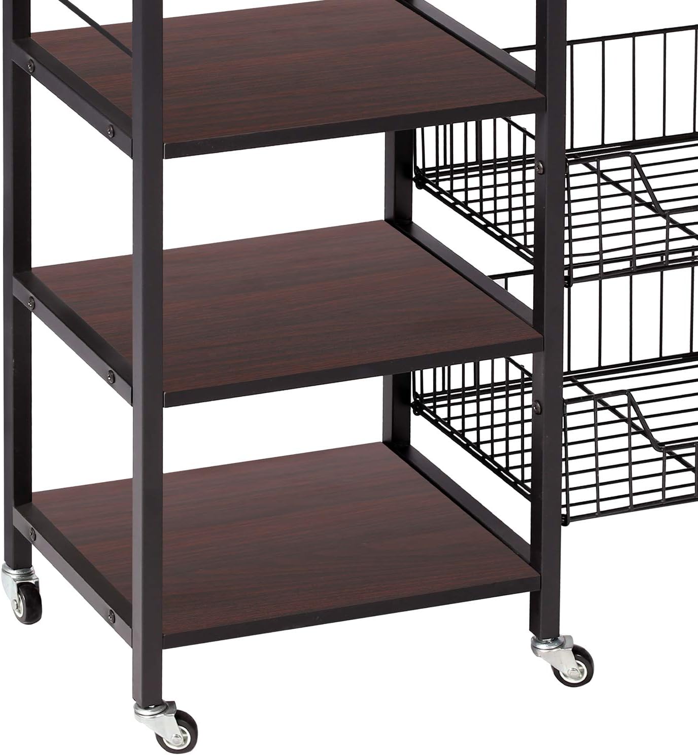 VECELO Kitchen Baker's Rack 36.6" Storage Shelf Organizer, Microwave Oven Stand, Utility Cart on Wheels, Black Walnut: Home & Kitchen
