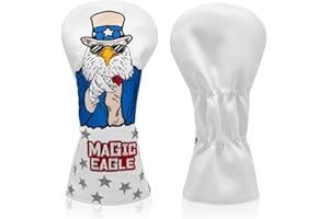 ALIENNANA Golf Wood Head Covers Driver Cover 3 Wood Headcover Hybrid Head Covers Embroidery USA Style Magic Eagle Design Golf Club Headcovers Leather Hand-Made Wood Head Covers
