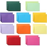 Silunkia 10 Assorted Colors Blank Note Cards and Envelopes 4 x 6 Heavyweight Folded Cardstock and A4 Envelopes Self Seal 20 Packs for Birthday, Invitations, Wedding, DIY Greeting Cards, Party