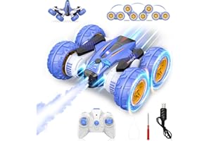 AEROQUEST Remote Control Car - Double Sided RC Stunt Car, 360°Rotating 4WD Off-Road RC Cars with Headlights& Music 2.4Ghz Indoor/Outdoor Rechargeable Toy Car for Boys Age 3-7 8-12 Birthday Xmas Gift