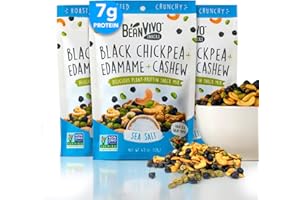 BeanVIVO Healthy Snacks for Adults & Kids with 7g Protein & 5g Fiber per Serving with Dried Edamame, Roasted Cashew and Chickpeas - Vegan & Gluten Free - Keto Friendly & Non-GMO - 3-Pack (4.5 oz Each Pouch)