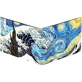 SUPERVEK Starry Night Great Wave Tyvek RFID Blocking Stitched Bifold Wallet for Men Women | Mighty Men's Paper Slim Credit Card | Mens Slimfold EDC