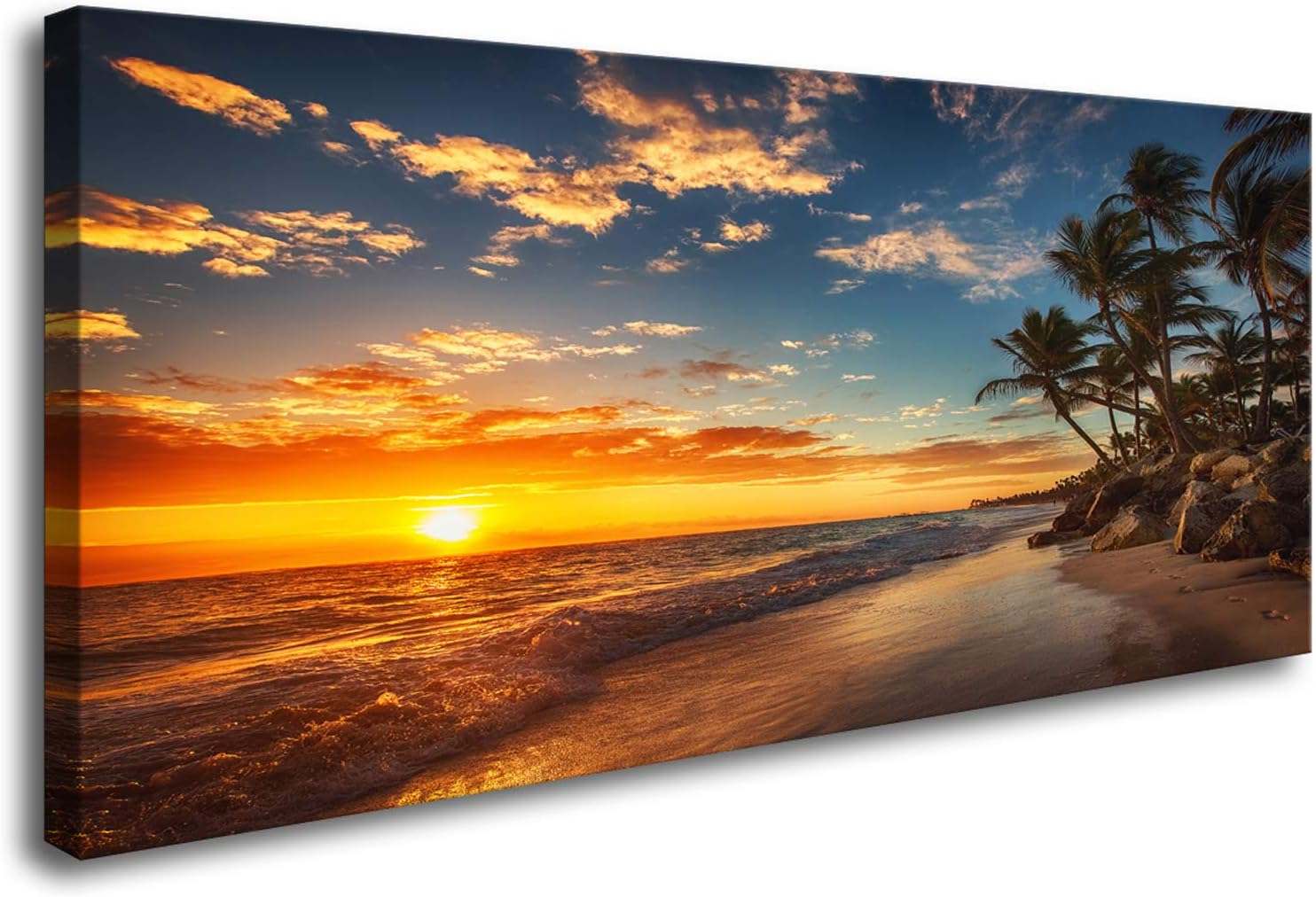 DZL ArtS74750 Canvas Painting Print Paradise Tropical Island Beach with Palms Photograph Print Nature Pictures Wall Art Canvas Prints Painting for Living Room Bedroom Decor Office Wall Decor