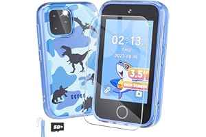 ZIEGOAL Kids Smart Phone, 3.5" Touchscreen Dinosaur Toys Phone for Boys 3 4 5 6 7 8 9 Years Old, Educational Kids Phone Toy for Toddler Christmas Birthday Gifts Age 3-8，Dual Camera, ABC Learning, Video Player