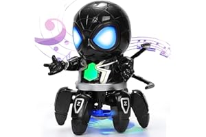 MATCONLY Spider Robot Toys Electric Walking Toys with Colorful Lights and Music, Cool Robot Toy Gifts for Man Toddlers Kids Boys 3 4 5 6 7 8 Years Old, Black