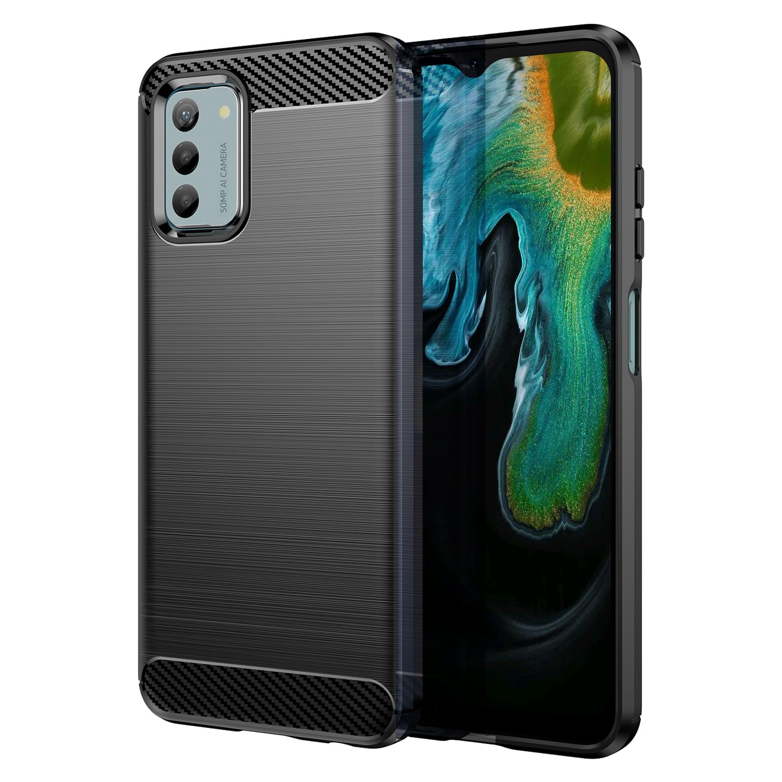 SCL Case for Nokia G42 5G - Carbon Fibre Effect Gel Grip Protection Cover - Anti Scratch & Collision - Black