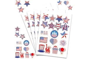 ZEPTRIX American Flag Stickers,72Pcs 4th of July Patriotic Stickers Waterproof Self-Adhesive Red Blue White Independence Memorial Day Decorations USA Card Envelope Gift Label Decals Kids Party Favor Supplies