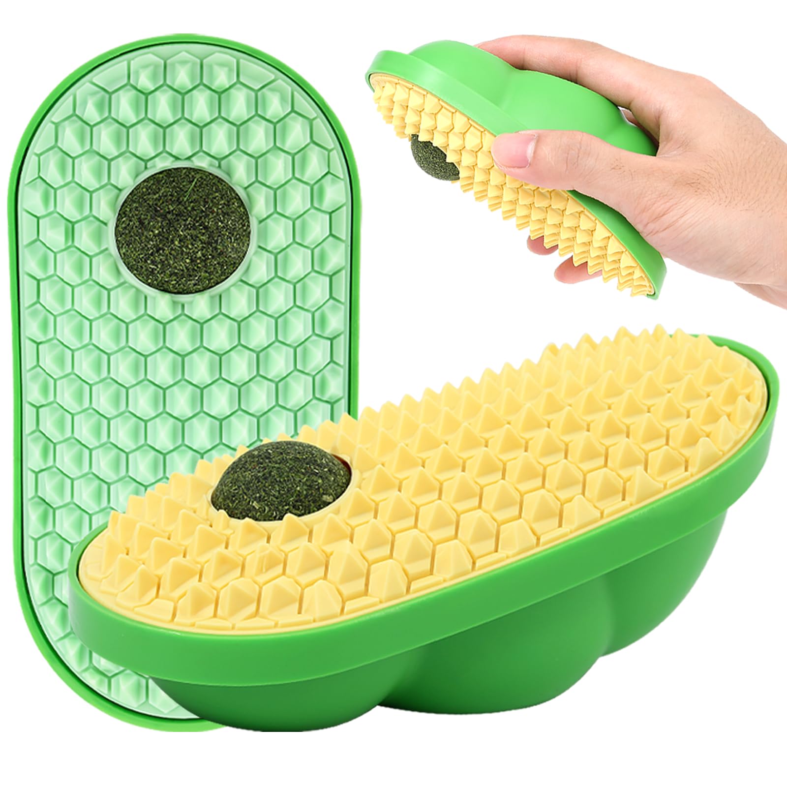 RZCOMP 2 Pcs Catnip Wall Ball Catnip Balls That Stick on Wall Cat Self Groomer for Indoor Cats Multi-Function Cat Nip Toys with Face Scratcher Lickable Toy for Cats' Entertainment and Grooming Needs