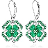 Talonior St Patricks Day Earrings Shamrock Earrings for Women Sterling Silver Good Lucky Celtic Green Four Leaf Clover Jewelry Gift