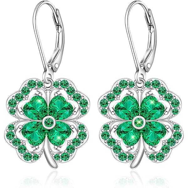 Sterling Silver Celtic Peace Sign Earrings - Clover Shamrock Dangle Drop Leverback Irish Jewelry