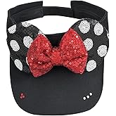 Sparkly Mouse Ears Visor Hat for Adult Women, Adjustable Sun Visor Cap with Sequin Mouse Ears Bow, Cute Party Headwear Glitter Visor Hat with Ears for Theme Parks & Festivals Black