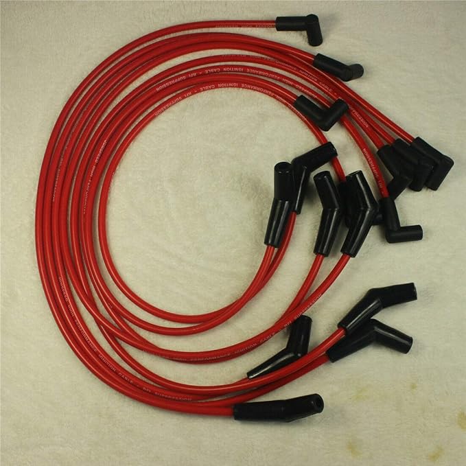 FIT BBC Chevy HEI RED Spiral Core Spark Plug Wires 45