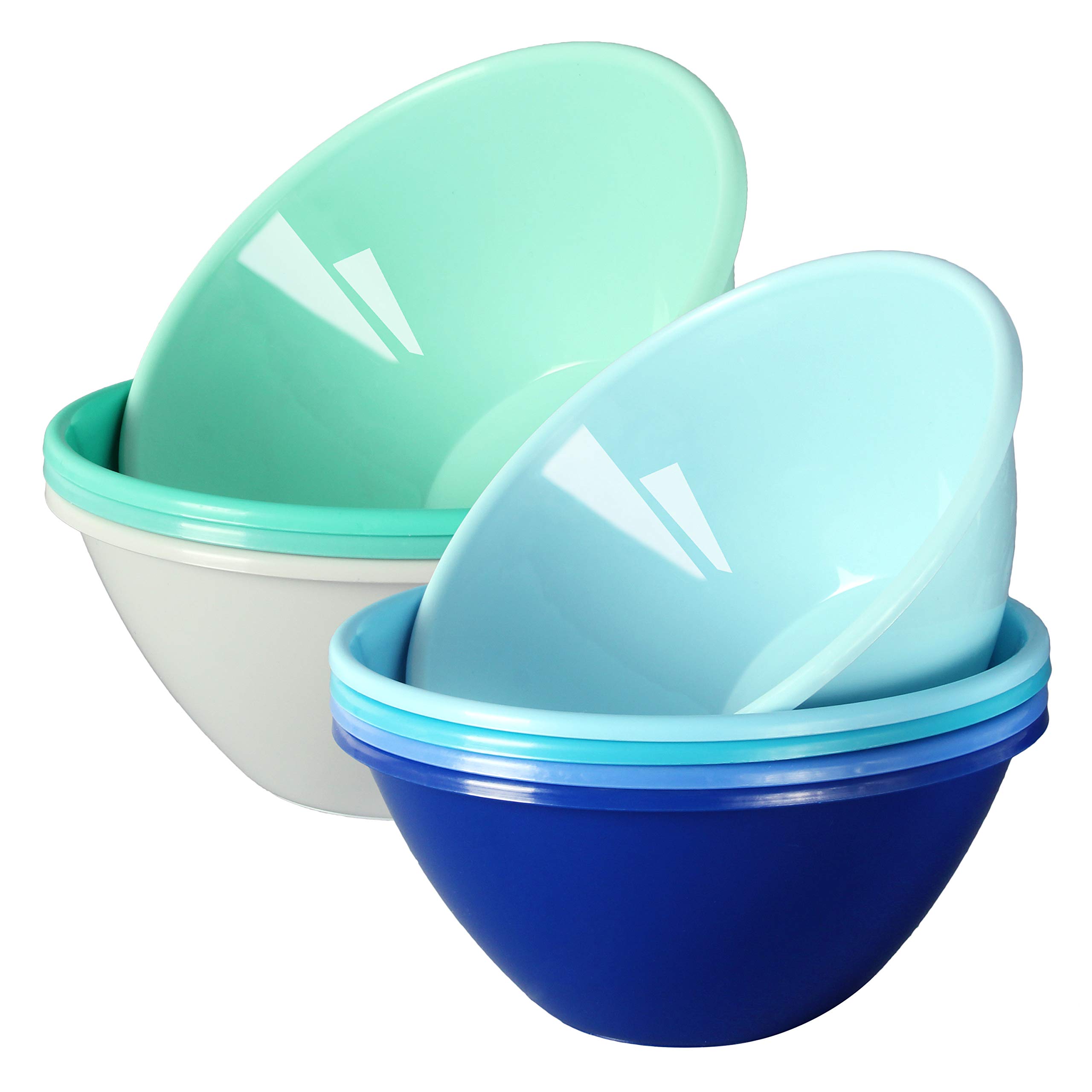 Youngever 9 Pack 1000ML Plastic Bowls, Re-usable Large Cereal Bowls, Large Soup Bowls, Set of 9 in 9 Assorted Colors (Coastal)