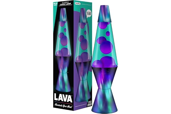 Lava Original Lamp - 14.5" Aurora Borealis - Purple Wax and Teal Liquid - Home Décor Motion Light - 2047