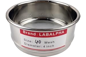 LABALPHA 40 Mesh Lab Sieves, Test Sieve #40 Mesh, 4'' Diameter, 304 Stainless Steel Wire Cloth (0.45mm)