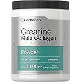Horbäach Creatine Monohydrate Powder | with Collagen and L-Taurine | 10.05 oz | Unflavored | for Women and Men | Non-GMO, Gluten Free
