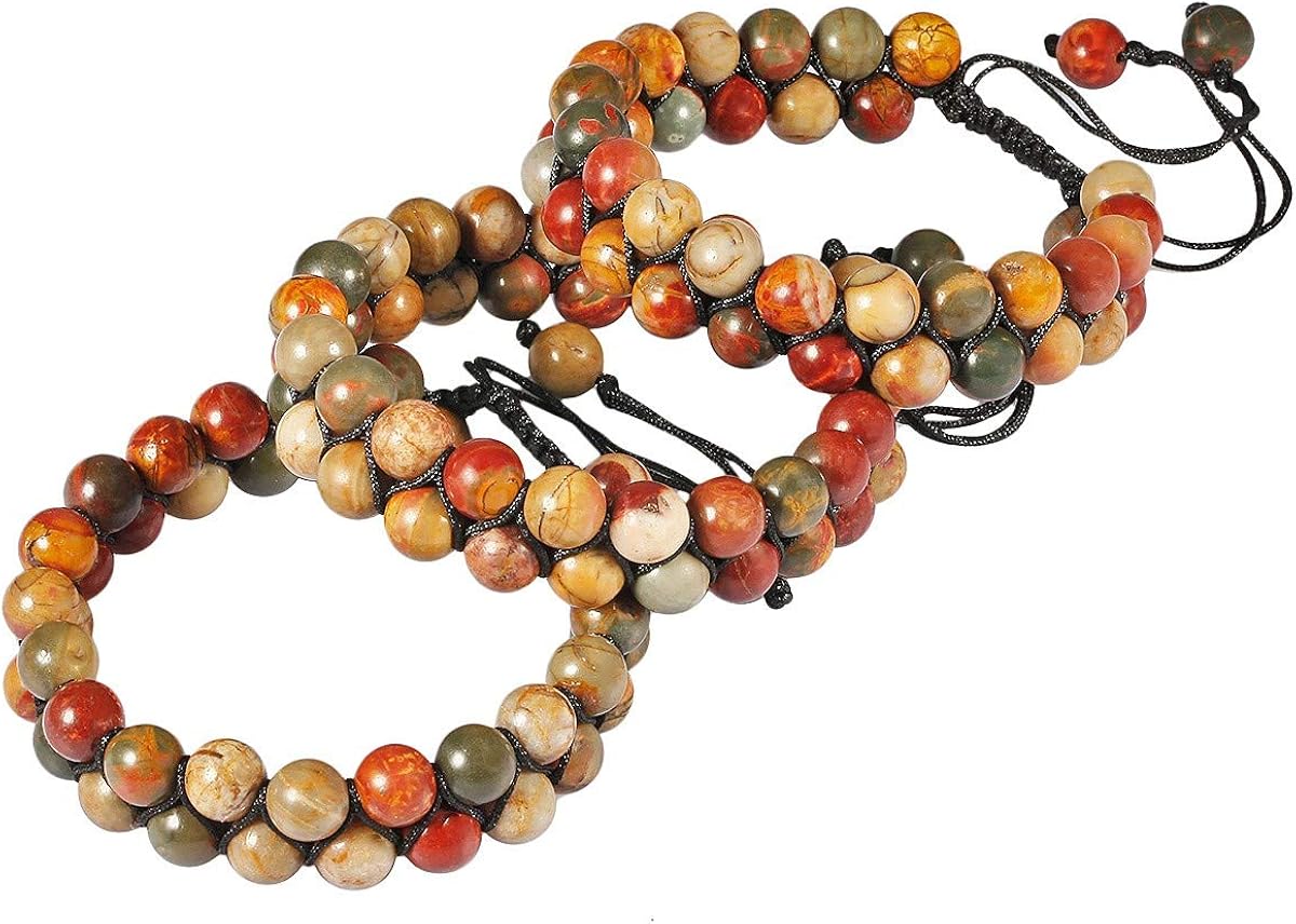 Nupuyai Picasso Jasper Chakra Healing Crystal Bracelet for Women Men Double Layer Adjustable Braided Beads Stone Bracelet for Reiki Yoga Meditation - Image 5