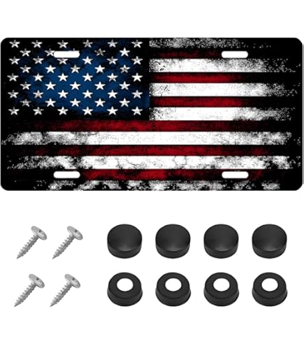 2nd Amendment 'Don't Tread On Me' License Plate – American Flag Design – USA Made