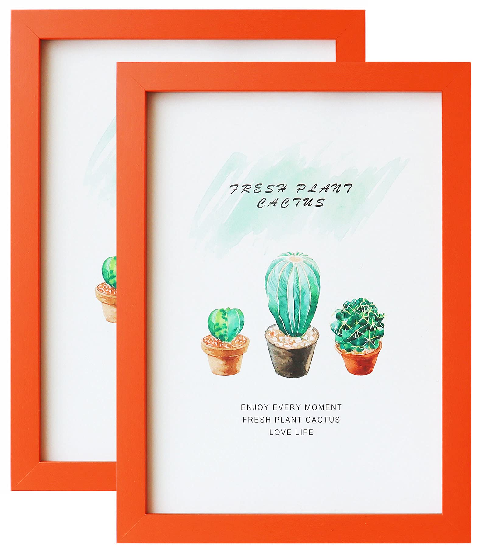 Picture Frame for A4 Photo Orange Frame MDF Photo Frame 2 Pack for Tabletop and Wall