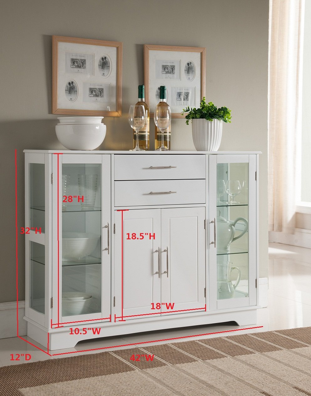 Kings Brand Furniture Vd 60366hw Kitchen Storage Cabinet Buffet