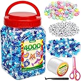 IOOLEEM Blue Solid & Glitter Bulk Pony Beads - 4000pc Kit for Friendship Bracelets & Jewelry Making, Easy Storage