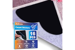 Kadrama 16 Pcs Carpet Stickers, Non Slip Rug Corner Gripper for Hardwood Floors to Hold Rug Down, Carpet Tape Stickers for Area Rugs, Double-Sided Adhesive Rug Stickers Keep Corners Flat