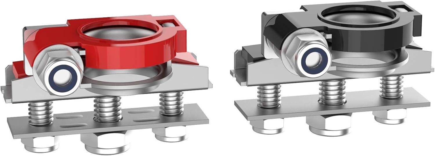 2pcs 12V Automotive Top Post Car 3 Way Battery Wire Cable Terminals Clamp Connectors Kit Positive and Negative Set Red & Black: Automotive