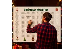 Poster géant de recherche de mots de Noël/Thanksgiving, 2026, grand jeu mural de 91,4 x 61 cm, 50 mots amusants et interactif