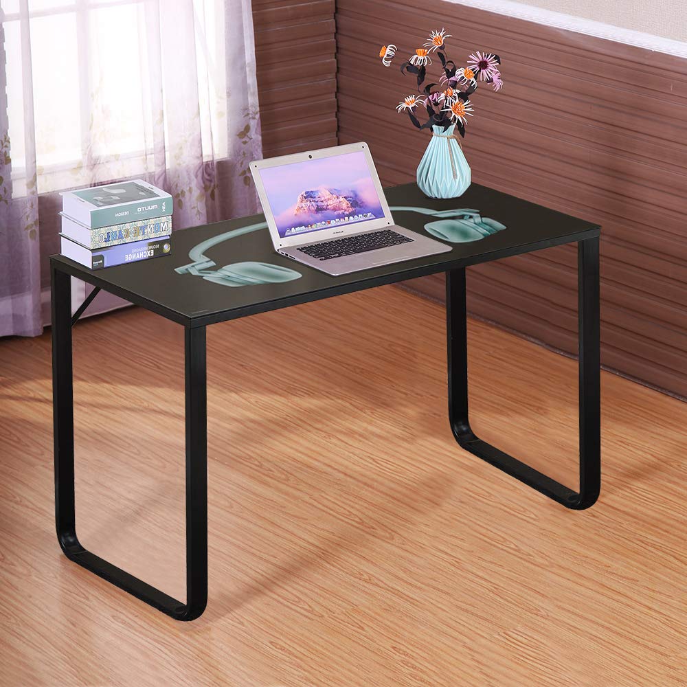 Buy CLIPOP Black Glass Computer Desk PC Workstation Computer Table Home