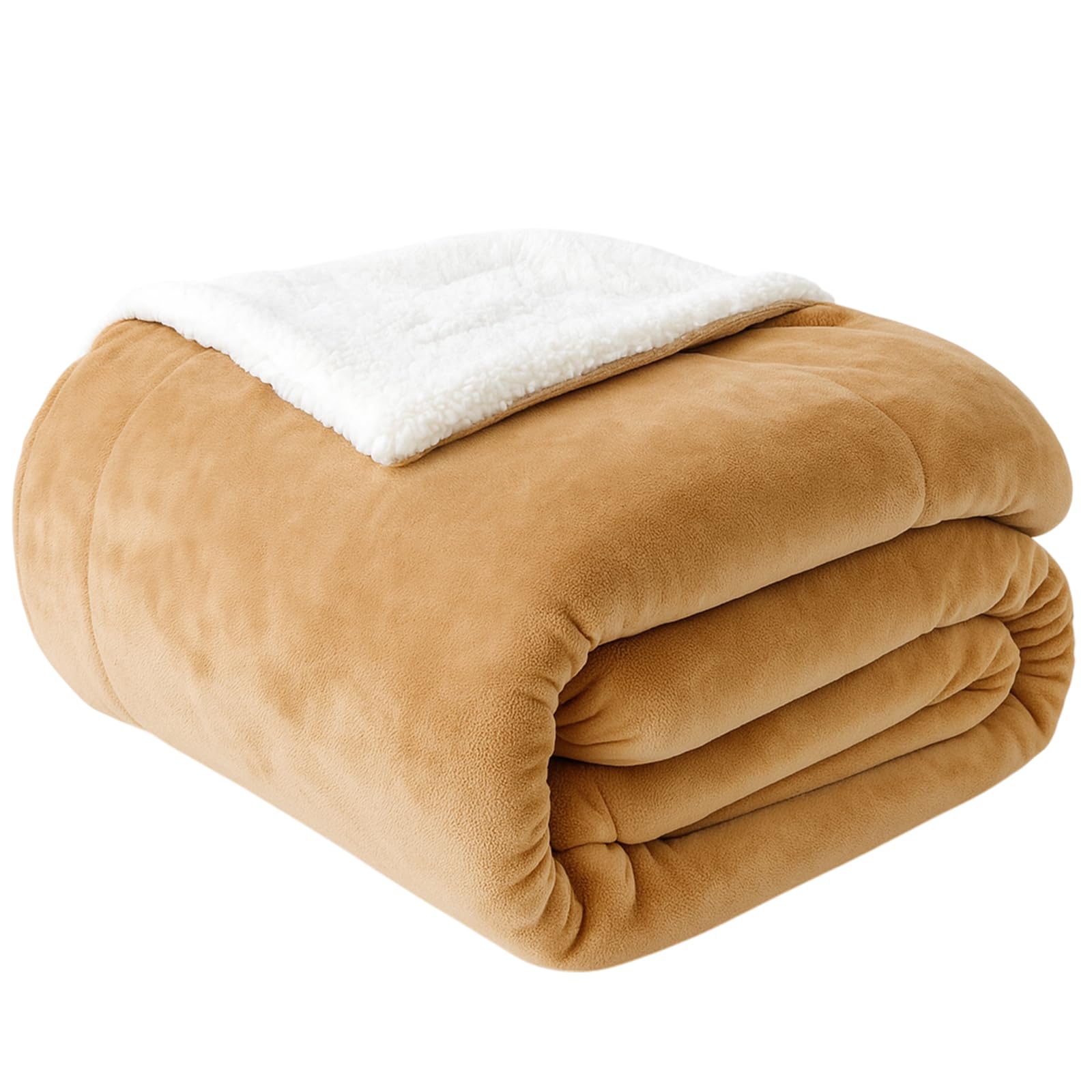 LSC Sherpa Fleece Blanket Bed Throws Blankets For Sofa and Bed Dual Sided Plush Fabric Thermal Fluffy Microfiber Solid Blankets Sherpa Fleece Blanket for Winter (Mink, Double - 150x200cm) — image 1