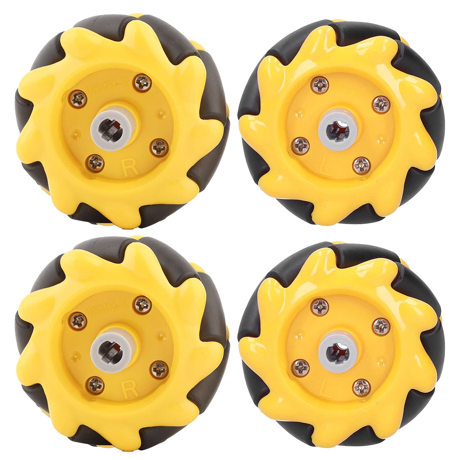 Mecanum Wheel Kit Omni‑Directional Wheel 48mm / 1.9in Smart Robot Car Auto Parts Accessories DIY Toy Components(2 x Left Wheel 2 x Right Wheel)